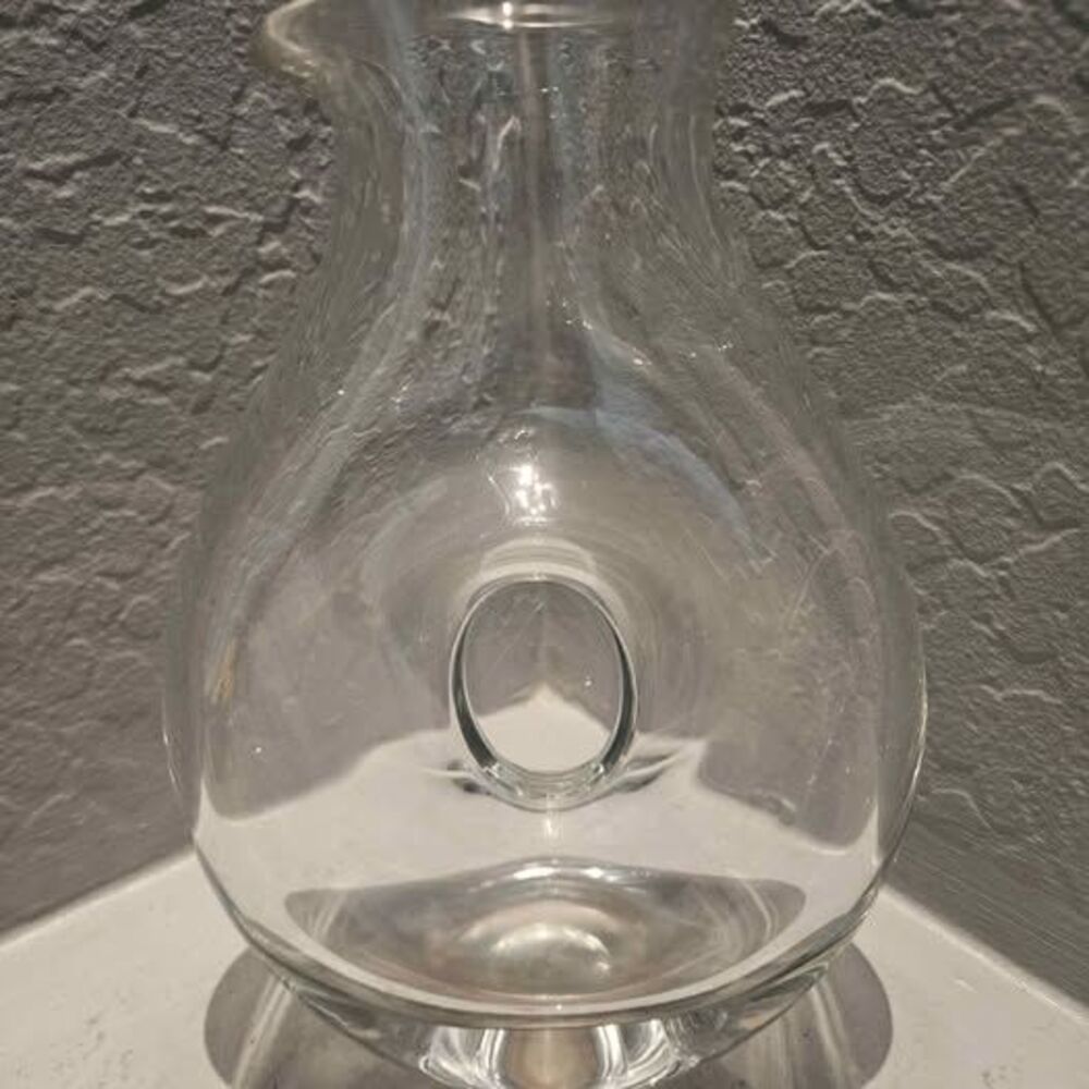 Heavy Art Glass Clear Pitcher 9.5"